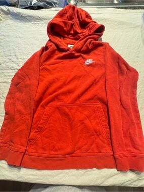 Nike Boys Pullover Hoodie Size M True Red Embroidered Logo